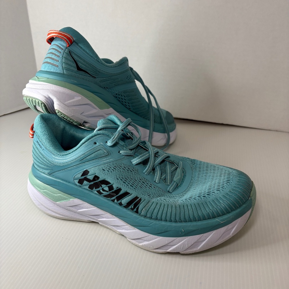 HOKA ONE Bondi 7 ATHLETIC Running SHOES in Eggshell Blue - Men’s - Size 8 US - Picture 1 of 16